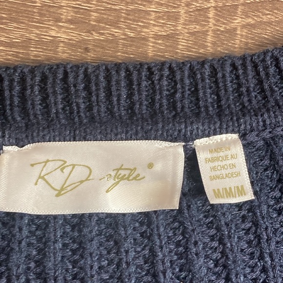 Women’s Medium RD Style Navy Blue V Neck Sweater - Picture 4 of 11